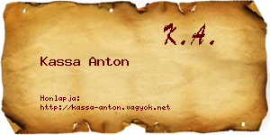 Kassa Anton névjegykártya